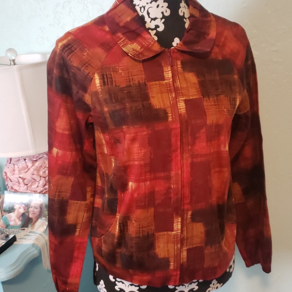 Pendleton red southwestern zip jacket with pockets